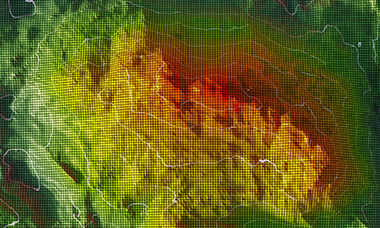 gis map of mountain including different elevations