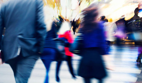 abstract people commuting to office