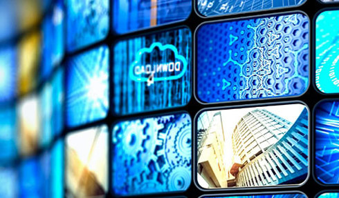 multiple screens with media on them
