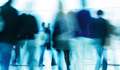 abstract people commuting to office