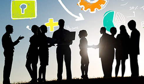 silhouettes of business people