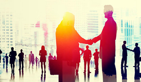 silhouettes of business people
