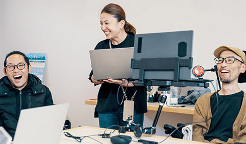 computer user with disability and research team